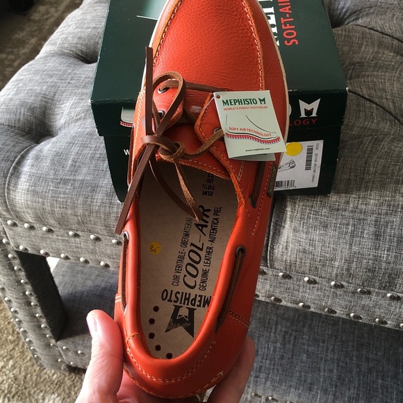 Mephisto Vibrant Orange Boat Shoes - Picture 3 of 8